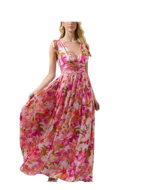 Sugarlips Abigal Floral Descanso Pleated Maxi Dress